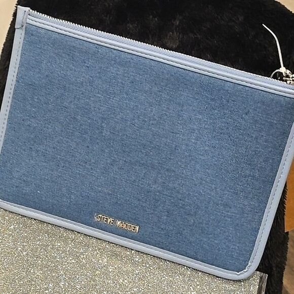 Steve Madden Denim Large Pouch Wristlet